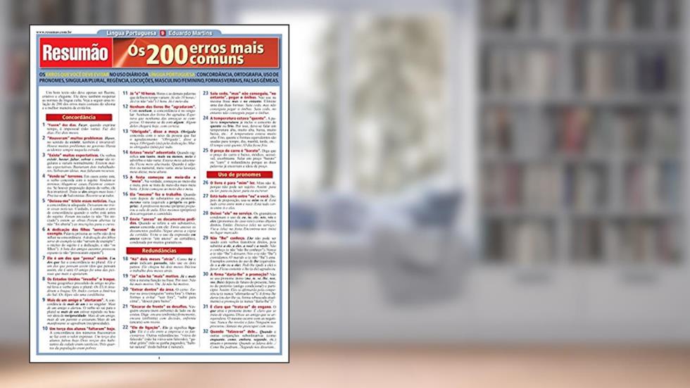 Os 200 Erros Mais Comuns, do autor Eduardo Martins