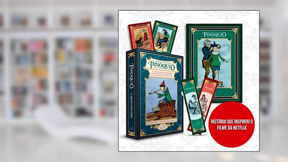 Pinóquio - história verdadeira: 2 livros marcador + Pôster + Cards, do autor CARLO COLLODI