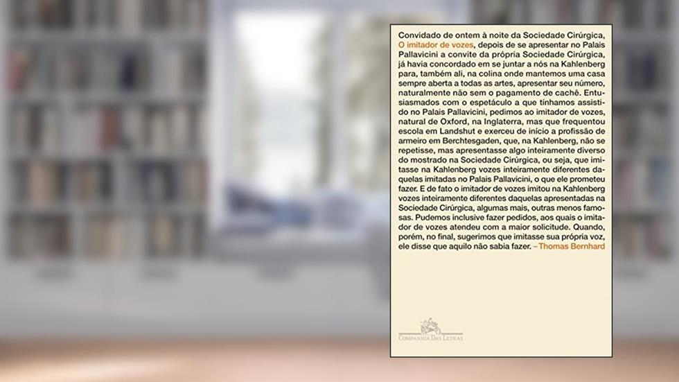 O imitador de vozes, do autor Thomas Bernhard