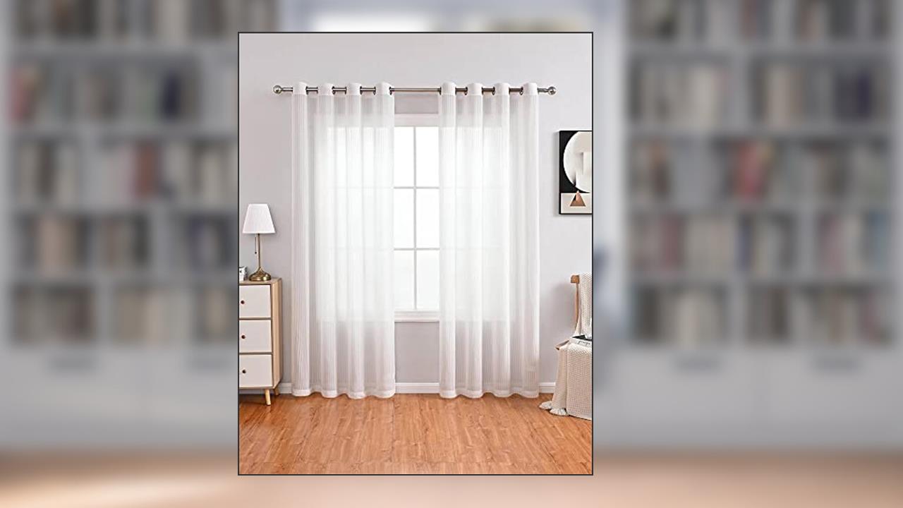 Painéis de Cortina Transparente Branco Quarto - Decoração de Casa Painéis de Voile Sólido com Anel Top 2 Painéis? (inodoro,100 cm de largura e 178 cm de altura), do autor Harold Titus