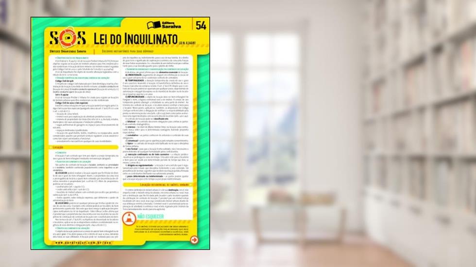 Lei do Inquilinato - Volume 54 . Coleção Sínteses Organizadas Saraiva, do autor Luiz Freire