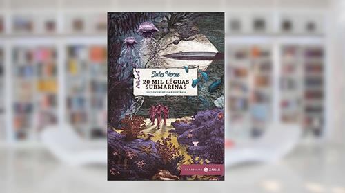 Capa de 20 mil léguas submarinas: edição comentada e ilustrada, do autor Jules Verne