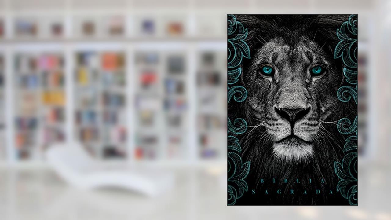 Bíblia NAA Leão Cinza Turquesa: Nova Almeida Atualizada, do autor Maquinaria Editorial