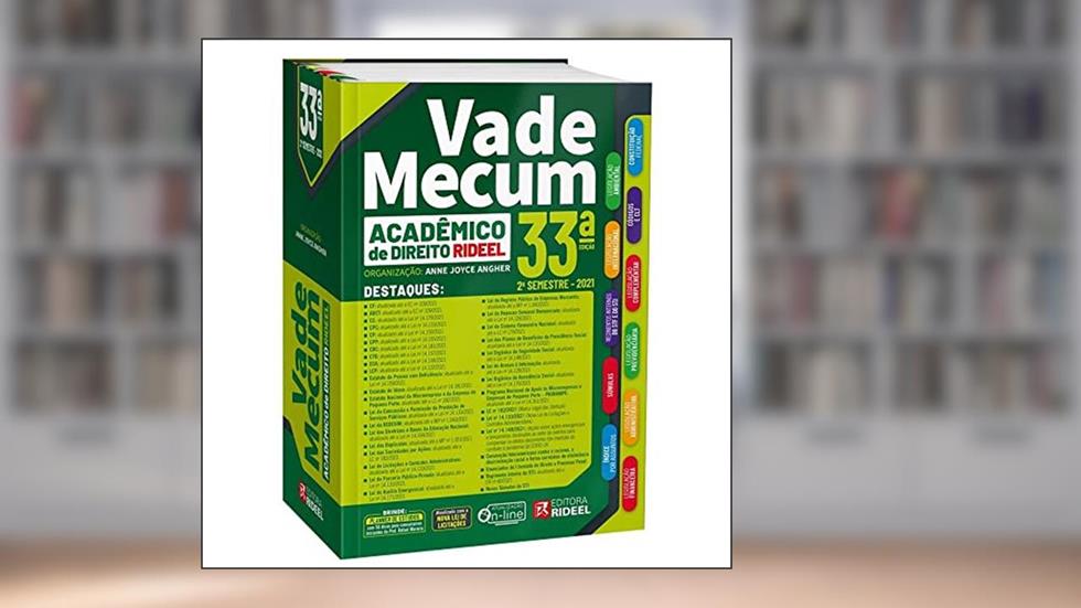 Vade Mecum Acadêmico De Direito - Rideel 33ª Edição - 2° Semestre 2021 - Vade Tradicional - Acompanha Planner, do autor Anne Joyce Angher