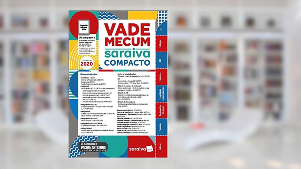 Vade Mecum Compacto Saraiva 2020 - 22ª Edição: Atualizado Com o Pacote Anticrime, do autor EDITORA SARAIVA