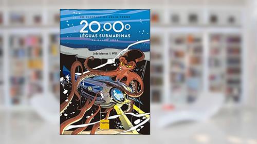 Capa de 20.000 Léguas Submarinas em Quadrinhos, do autor João Marcos; Júlio Verne