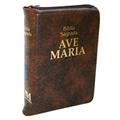 Ler Livro Bíblia Ave Maria de Bolso com Zípper: Zíper - Marrom, do autor Editora Ave-Maria