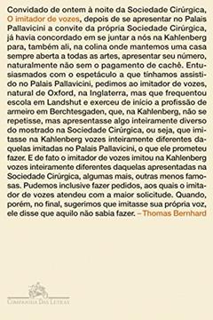 O imitador de vozes, do autor Thomas Bernhard