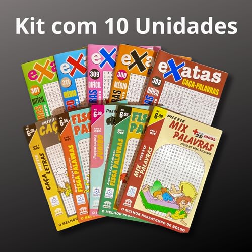 Ler Kit Caça-Palavras com 10 Revistas Nível Fácil/ Médio/ Difícil Ed.1, do autor Edicase Publicações