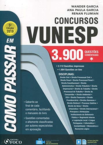 Ler Como passar em concursos da VUNESP - 3.900 questões - 5ª edição -2019: 3.900 Questões Comentadas, do autor Vários Autores