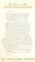 Ler Cartas a uma jovem psicanalista, do autor Heitor O´Dwyer de Macedo Ler Cartas a uma jovem psicanalista, do autor Heitor O´Dwyer de Macedo
