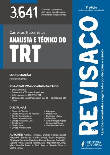 Ler Analista e Técnico do TRT. 3641 Questões Comentadas - Coleção Revisaço, do autor Henrique Correia
