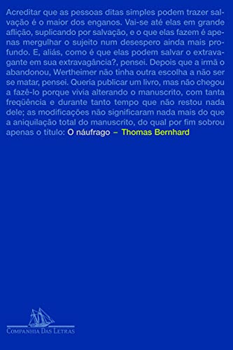 Ler O náufrago, do autor Thomas Bernhard