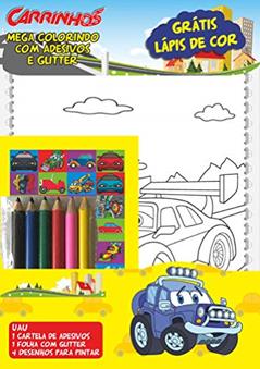 Carrinhos - Mega colorindo com adesivos e glitter, do autor On Line Editora